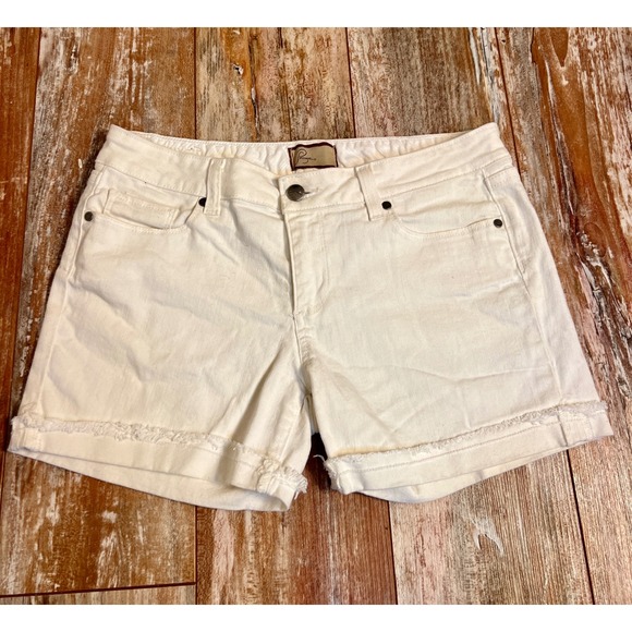 PAIGE Pants - Paige Premium Denim White Cut Off Jean Shorts Frayed Hem Size 27 Low Rise